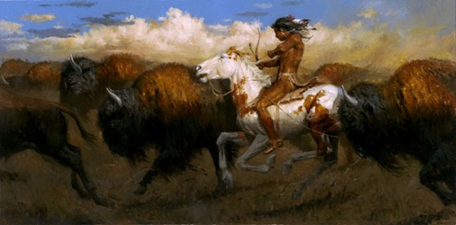 Loinclothed hobby; Obrzek dne - the picture od the day - awa rel - Andy Thomas - indian is hunting bisons