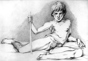 Loinclothed hobby; Obrzek dne - the picture od the day - awa rel -  Boys in art - pencil, 2/3 loinclothed  