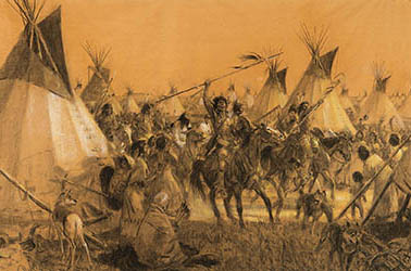 Loinclothed hobby; Obrzek dne - the picture od the day - awa rel -  Tom Lovell, Comanche war party returning 