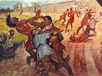 Loinclothed hobby; Obrzek dne - the picture od the day - awa rel -  Hugh Charles McBarron, Daniel Boone Battling Shawnee Indians Outside The Fort Of Boonesborough 