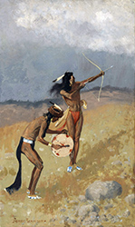 Loinclothed hobby; Obrzek dne - the picture od the day - awa rel - Frederic Remington, The Thunder-Fighters Would take Their Bows and Arrows, Their Guns, Their Magic Drum, 1892   