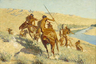 Loinclothed hobby; Obrzek dne - the picture od the day - awa rel - Frederic Remington - Episode of the Buffalo Gun, 1909   