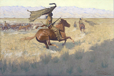 Loinclothed hobby; Obrzek dne - the picture od the day - awa rel - Frederic Remington - The Stampede - Horse Thieves, 1909    