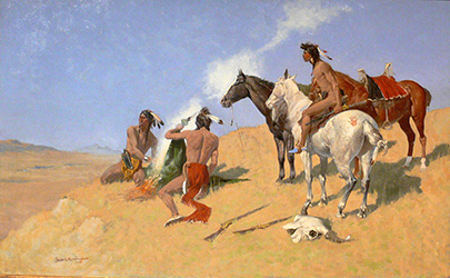 Loinclothed hobby; Obrzek dne - the picture od the day - awa rel - Frederic Remington - The Smoke Signal, 1905    