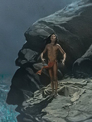 Loinclothed hobby; Obrzek dne - the picture od the day - awa rel - Ernest Berke, Oil on Canvase - Indian on a Cliff 