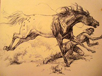 Loinclothed hobby; Obrzek dne - the picture od the day - awa rel - Horse of two colors, ilustrace:  Lorence Bjorklund  