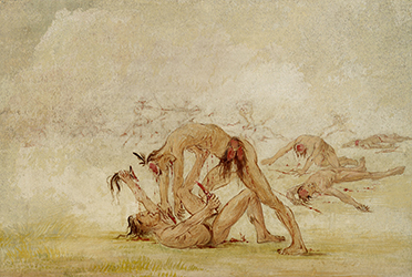 Loinclothed hobby; Obrzek dne - the picture od the day - awa rel -  George Catlin, Mandan Scalping an Enemy