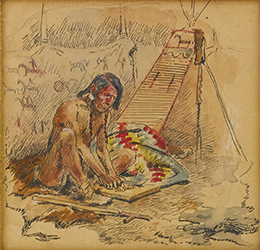 Loinclothed hobby; Obrzek dne - the picture od the day - awa rel - Charles Marion Russell, Indian Preparing a Pipe 