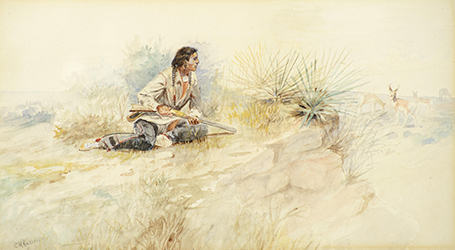 Loinclothed hobby; Obrzek dne - the picture od the day - awa rel - Charles M. Russell, Antelope Hunt, 1895