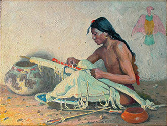 Loinclothed hobby; Obrzek dne - the picture od the day - awa rel -  Eanger Irving Couse, The Quiver Maker