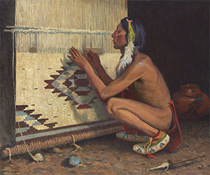 Loinclothed hobby; Obrzek dne - the picture od the day - awa rel - Eanger Irving Couse, A Pueblo Indian Weaver 