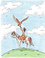 Loinclothed hobby; Obrzek dne - the picture od the day - awa rel - Indian boy on his horse, eagle