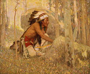 Loinclothed hobby; Obrzek dne - the picture od the day - awa rel - Eanger Irving Couse, Hunter in the Aspens