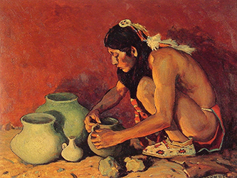 Loinclothed hobby; Obrzek dne - the picture od the day - awa rel -  Eanger Irving Couse, The Pottery Maker