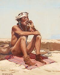 Loinclothed hobby; Obrzek dne - the picture od the day - awa rel -  Carl Oscar Borg, Smoking Indian
