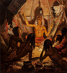 Loinclothed hobby; Obrzek dne - the picture od the day - awa rel - Art of Ernest Berke, Blackfoot Story Teller, 1960 