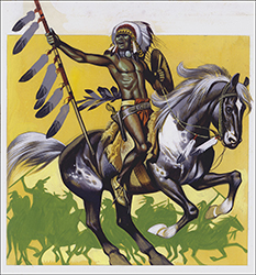 Loinclothed hobby; Obrzek dne - the picture od the day - awa rel - Art of Ron Embleton, Portrait of an Indian Chief on Horseback