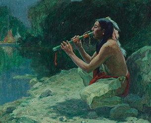 Loinclothed hobby; Obrzek dne - the picture od the day - awa rel - Eanger Irving Couse, The Call of the Flute, 1922