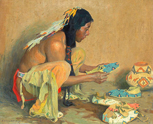 Loinclothed hobby; Obrzek dne - the picture od the day - awa rel - Eanger Irving Couse, Moccasin Maker