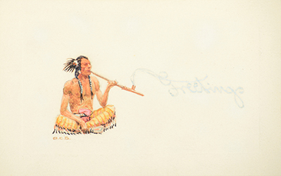 Loinclothed hobby; Obrzek dne - the picture od the day - awa rel - Art of Olaf C. Seltzer, Brave with Peace Pipe