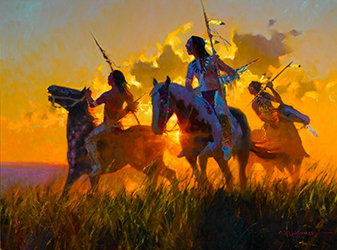 Loinclothed hobby; Obrzek dne - the picture od the day - awa rel - Art of Dan Mieduch, Warriors at Sunrise