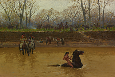Loinclothed hobby; Obrzek dne - the picture od the day - awa rel - Art of Henry Franois Farny, Fording the Stream