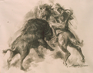 Loinclothed hobby; Obrzek dne - the picture od the day - awa rel - Art of  Reynold Brown, Attacking Buffalo