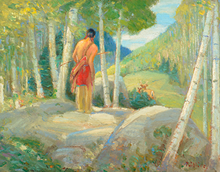 Loinclothed hobby; Obrzek dne - the picture od the day - awa rel - Art by Bert Geer Phillips, Deer Hunter, Taos, 1927