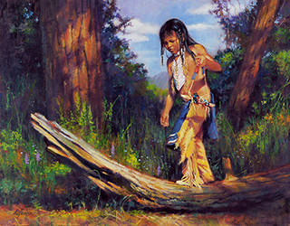 Loinclothed hobby; Obrzek dne - the picture od the day - awa rel - Art of Kim Frank Fujiwara, Native american boy, blue loincloth