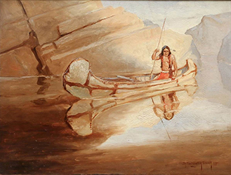 Loinclothed hobby; Obrzek dne - the picture od the day - awa rel - Art of Robert Farrington Elwell, Indiani, The Fisherman