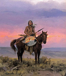 Loinclothed hobby; Obrzek dne - the picture od the day - awa rel - Unknown artist, indian is sitting on his horse