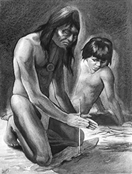 Loinclothed hobby; Obrzek dne - the picture od the day - awa rel -  Native american is making a fire