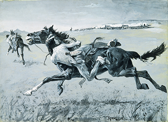 Loinclothed hobby; Obrzek dne - the picture od the day - awa rel - Art of Frederic Remington, A Peril of the Plains, ca. 1890