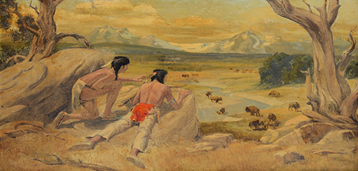 Loinclothed hobby; Obrzek dne - the picture od the day - awa rel -  Scouting the Buffalo, Western Native American, Unsigned