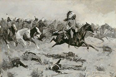 Loinclothed hobby; Obrzek dne - the picture od the day - awa rel - Art of Frederic Remington, Rushing Red Lodges Passed through the Line