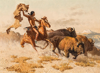 Loinclothed hobby; Obrzek dne - the picture od the day - awa rel - Art of Frank McCarthy, Driving Them to the Edge