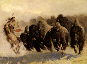 Loinclothed hobby; Obrzek dne - the picture od the day - awa rel - Art of  John Edward Borein  - Buffalo hunt