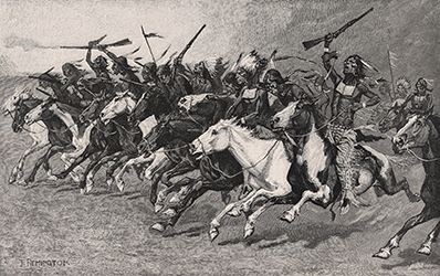 Loinclothed hobby; Obrzek dne - the picture od the day - awa rel - Art of  Frederic Remington - The Charge on the Sun-Pole