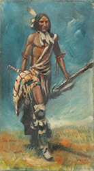 Loinclothed hobby; Obrzek dne - the picture od the day - awa rel - Oil Painting of a Figure in Native American Attire