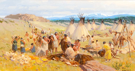 Loinclothed hobby; Obrzek dne - the picture od the day - awa rel - Art of Tom Lovell, Pecos Pueblo study