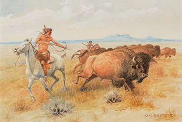Loinclothed hobby; Obrzek dne - the picture od the day - awa rel - Art of O.C.Seltzer - Indians vs bisons