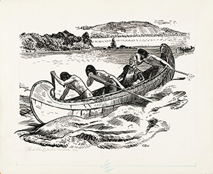 Loinclothed hobby; Obrzek dne - the picture od the day - awa rel - Art of Charles Banks Wilson, Discovery of Lake Champlain