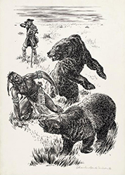 Loinclothed hobby; Obrzek dne - the picture od the day - awa rel - Charles Banks Wilson, Attack by bears 