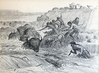 Loinclothed hobby; Obrzek dne - the picture od the day - awa rel - Art of Brummett Echohawk - Bisons in River Kill 