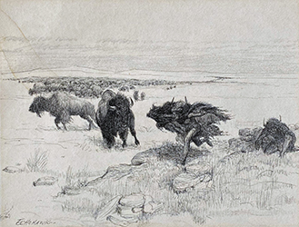 Loinclothed hobby; Obrzek dne - the picture od the day - awa rel - Art of Brummett Echohawk - The Great Buffalo Jumps