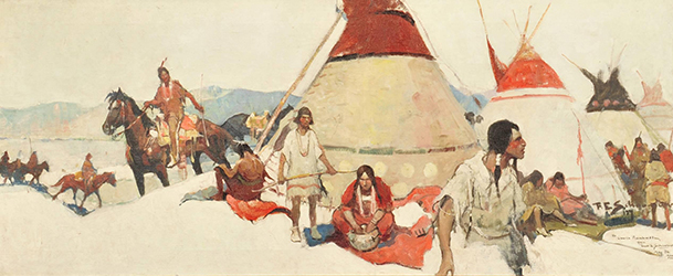Loinclothed hobby; Obrzek dne - the picture od the day - awa rel - Art of Frank Shoonover -  We Went Into Camp
