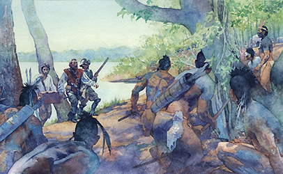 Loinclothed hobby; Obrzek dne - the picture od the day - awa rel - Art by Greg Harlin - Worlds Meet in the Summer of 1608.
