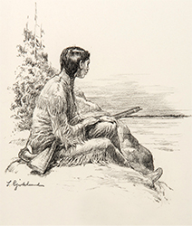 Loinclothed hobby; Obrzek dne - the picture od the day - awa rel - Native American illustration, art of Lorence F. Bjorklund