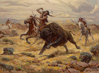 Loinclothed hobby; Obrzek dne - the picture od the day - awa rel - Art of Reynold Brown, Bison Hunt, 1973