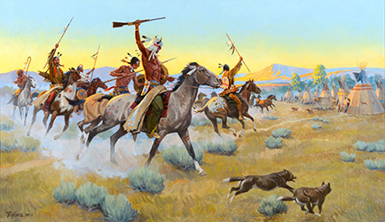 Loinclothed hobby; Obrzek dne - the picture od the day - awa rel -  Art of  Elmer E. Esquivias, The Victory Ride ~ 1986